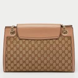 Pre Owned Gucci Beige/Pink GG Canvas and Leather Large Emily Chain Shoulder Bag