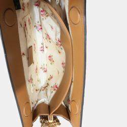 مملوكة مسبقًا حقيبة كتف غوتشي أوفيديا سلسلة GG إيلافيا كريمة بنية صغيرة رافيا