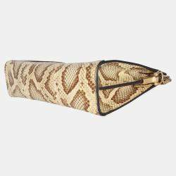 مملوكة مسبقًا حقيبة كتف غوتشي أوفيديا سلسلة GG إيلافيا كريمة بنية صغيرة رافيا