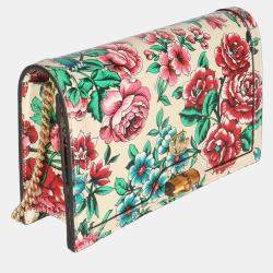 مملوكة مسبقًا محفظة سلسلة ديانا بامبو جلد مزين بالأزهار شنغهاي جديد غوتشي