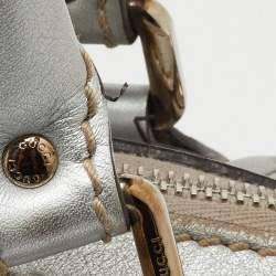 Pre Owned Gucci Metallic Grey Guccissima Leather Medium Sukey Boston Bag