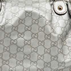 Pre Owned Gucci Metallic Grey Guccissima Leather Medium Sukey Boston Bag