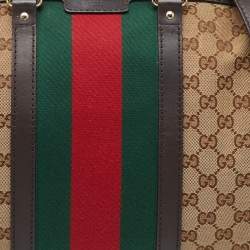 Pre Owned Gucci Beige/Brown GG Canvas and Leather Vintage Web Medium Joy Boston Bag