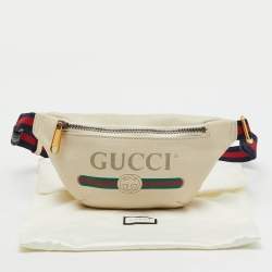 مملوكة مسبقًا Gucci Off White Leather Small Logo Web Belt Bag