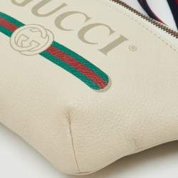 مملوكة مسبقًا Gucci Off White Leather Small Logo Web Belt Bag