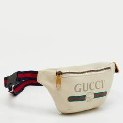 مملوكة مسبقًا Gucci Off White Leather Small Logo Web Belt Bag