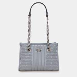 Pre Owned Gucci Grey Small GG Marmont Matelasse Leather Aria Chain Tote