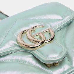 مملوكة مسبقًا Gucci Green Mini GG Marmont Matelasse Iridescent Leather Flap Crossbody