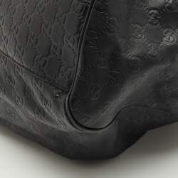 Pre Owned Gucci Black Guccissima Leather Large Sukey Tote