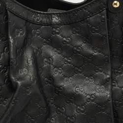 Pre Owned Gucci Black Guccissima Leather Large Sukey Tote
