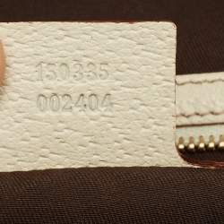 Pre Owned Gucci White GG Canvas and Leather Large Web Treasure Boston Bag