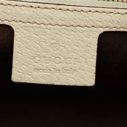 Pre Owned Gucci White GG Canvas and Leather Large Web Treasure Boston Bag