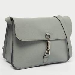 Pre Owned Gucci Grey Leather Soft Jackie Flap Shoulder Bag