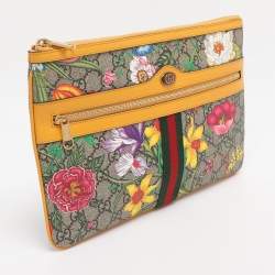 Pre Owned Gucci Multicolor Flora GG Supreme Ophidia Pouch 