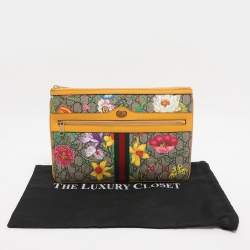 Pre Owned Gucci Multicolor Flora GG Supreme Ophidia Pouch 