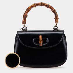Pre Owned Gucci Black Calfskin Bamboo Night