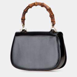 Pre Owned Gucci Black Calfskin Bamboo Night