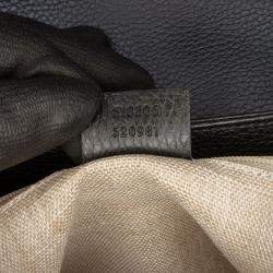 Pre Owned Gucci Black Medium Dollar Calf Interlocking G Satchel