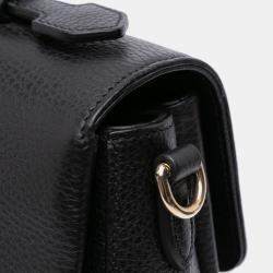 Pre Owned Gucci Black Medium Dollar Calf Interlocking G Satchel