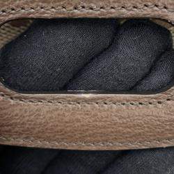 Pre Owned Gucci Bamboo 1947 Jumbo Gg Top Handle Bag Beige/Brown Canvas Leather Size Mini