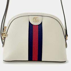 Pre Owned Gucci Ophidia Shoulder Bag White Leather