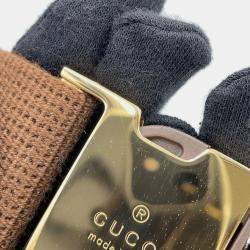 مملوكة مسبقًا حقيبة خصر غوتشي إنترلوكينغ جي جلد جي جي سوبريم بيج/بني