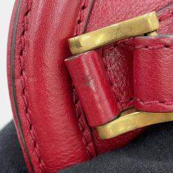 Pre Owned Gucci Liber Top Handle Bag Red Leather Size Medium