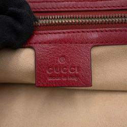 Pre Owned Gucci Liber Top Handle Bag Red Leather Size Medium
