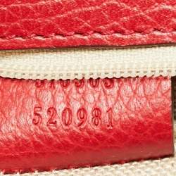 Pre Owned Gucci Red Leather Dollar Interlocking G Shoulder Bag