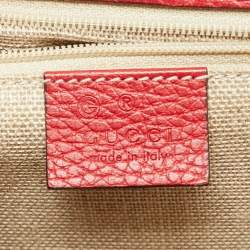 Pre Owned Gucci Red Leather Dollar Interlocking G Shoulder Bag