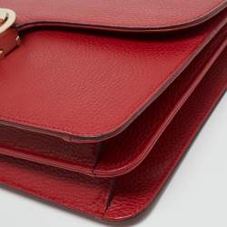 Pre Owned Gucci Red Leather Dollar Interlocking G Shoulder Bag