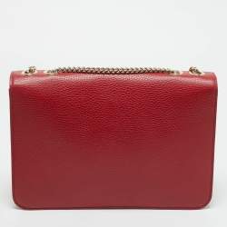 Pre Owned Gucci Red Leather Dollar Interlocking G Shoulder Bag