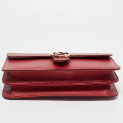 Pre Owned Gucci Red Leather Dollar Interlocking G Shoulder Bag