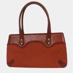 Pre Owned Gucci Red Canvas GG Horsebit Handbag 114013 002058