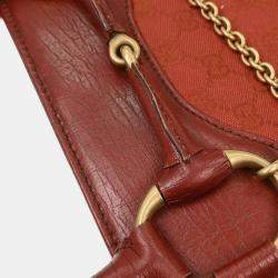 Pre Owned Gucci Red Canvas GG Horsebit Handbag 114013 002058