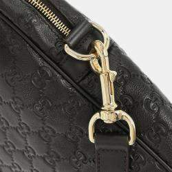 Pre Owned Gucci Black Guccissima GG Diamante Briefcase Handbag