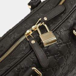 Pre Owned Gucci Black Guccissima GG Diamante Briefcase Handbag