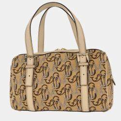 Pre Owned Gucci Beige Canvas Interlocking Handbag