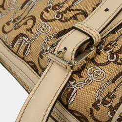 Pre Owned Gucci Beige Canvas Interlocking Handbag