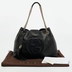 Pre Owned Gucci Black Leather Medium Soho Chain Shoulder Bag