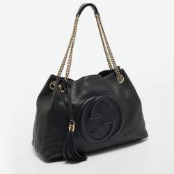 Pre Owned Gucci Black Leather Medium Soho Chain Shoulder Bag