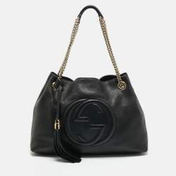 Pre Owned Gucci Black Leather Medium Soho Chain Shoulder Bag