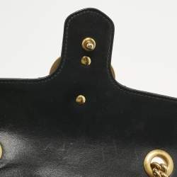 Pre Owned Gucci Black Matelassé Leather Mini GG Marmont Shoulder Bag