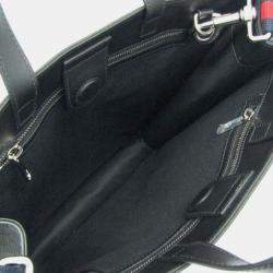 Pre Owned Gucci GG Supreme Leather Tote Bag Black Gray