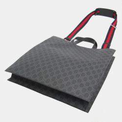 Pre Owned Gucci GG Supreme Leather Tote Bag Black Gray