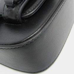 Pre Owned Gucci Horsebit 1955 Mini Bag Leather Pouch Shoulder Bag Black