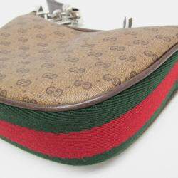 Pre Owned Gucci Mini Pouch Coated Canvas Leather Handbag Shoulder Bag Beige