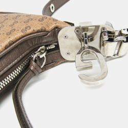 Pre Owned Gucci Mini Pouch Coated Canvas Leather Handbag Shoulder Bag Beige