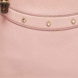 Pre Owned Gucci Light Pink Leather Anita Bamboo Hobo