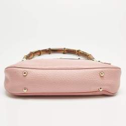 Pre Owned Gucci Light Pink Leather Anita Bamboo Hobo